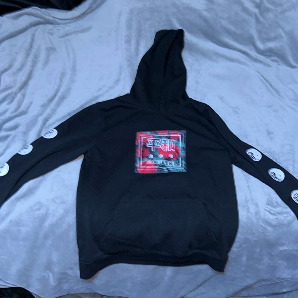 Black hoodie, size M, worn twice, MCMXCI